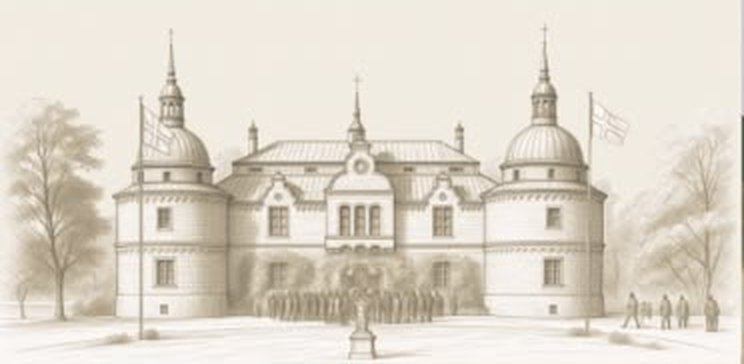 Rockelstad slott, tecknat i blyerts